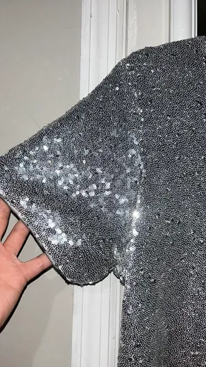 Silver sequin Tshirt Dress Size L thumbnail 3