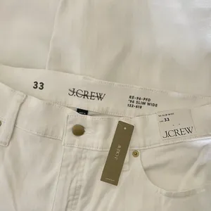 NWT!! J. CREW '96 Slim Wide Jeans Retro Raw Hems Solid White Preppy Frayed 33 thumbnail 12