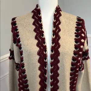 MAX Sport Embroidered Knit Embroidered Longline Cardigan M Boho Western Cowboy thumbnail 4