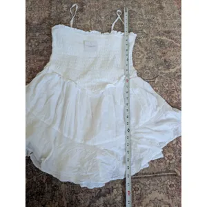 American Eagle White Bella Smocked Tiered Ruffle Romper Women Large NWT thumbnail 6