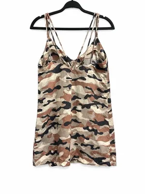Zara Linen Blend Camo Print Mini Dress Size M thumbnail 3