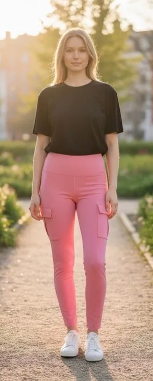 Halara - High Waisted Cargo Pocket Skinny Yoga Leggings - XS Pink thumbnail 3