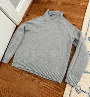 Lands' End Roll Neck Cotton Sweater Grey Size Small thumbnail 1