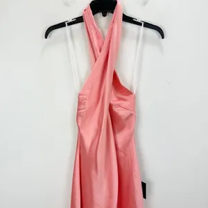 Lulus Satin Mini Halter Dress Pink Sleeveless Party Glam Backless Small NWT thumbnail 3