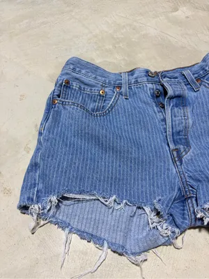 Levi's 501 Distressed striped Denim Shorts blue 30 thumbnail 2