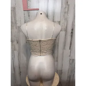 Trac Trac Beige Lace Crop Top Bralette Bustier Size L thumbnail 2