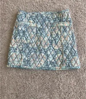 Free People Mini Skirt Quilted Darla Sz X-Small baby blue Floral Pockets Boho cottage core thumbnail 5