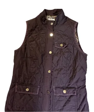 Charter Club Petite Brown Quilted Vest with Leopard Lining - Size P/S thumbnail 1