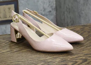 Jones New York Womens Slingback Block Heel Pumps Croc Blush Pink 6.5M thumbnail 1