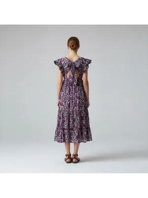House of Harlow 1960 floral midi/maxi poplin cotton dress Sz L Fairy Cottagecore thumbnail 2