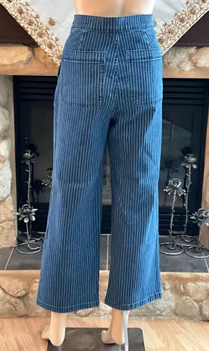 J Crew slim wide leg sailor jeans in stripes thumbnail 4
