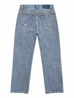 Abercrombie Fitch Ankle Straight Ultra High Rise med wash mild distress jeans 4R thumbnail 2