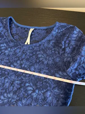 Anthropologie Women’s‎ Blue Lace Long Sleeve Layering Top XS Festival thumbnail 8