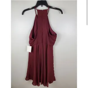 NWT Lulu's Halter Sleeve Mini Dress w/ Keyhole Details Maroon Size Medium thumbnail 2