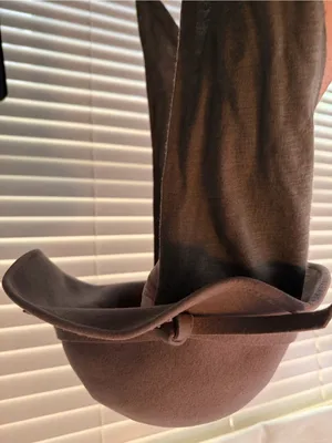 Vintage Michael Howard Chocolate Brown Felt Floppy wool Hat with Draped Scarf thumbnail 1