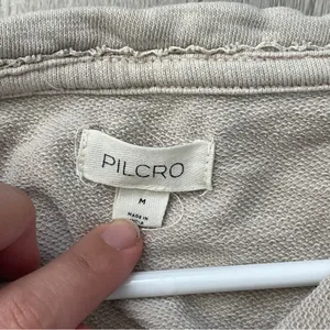 Pilcro Eyelet Sweatshirt batwing crop womens Beige (medium) boho anthropologie thumbnail 3