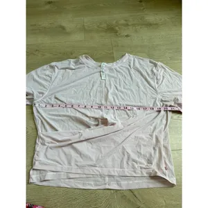 Womens Lululemon light pink sheer mesh twist‎ front athletic short sleeve sz 12 thumbnail 8