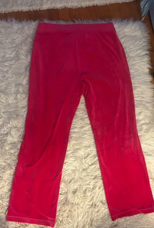 Juicy Couture Women's Pink Velour Track Pants Solid Logo Accent Size L thumbnail 3
