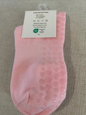 Pilates Univer 1883 Country Club Nonslip Grip Crew Socks, Pink, NWT thumbnail 4