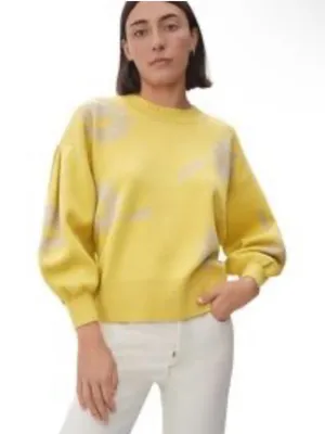 EVERLANE Floral Cotton Merino Wool Crew Neck Puff Sleeve Sweater Size M thumbnail 10