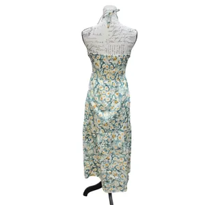 Bishop + Young NWT Aeries Halter Dress Lagos Print Floral Cotton Maxi Small thumbnail 7