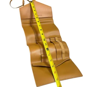 Glass Ladder Co Katherine Tech Travel Pouch Organizer Roll Up Honey Leather 7x5" thumbnail 8