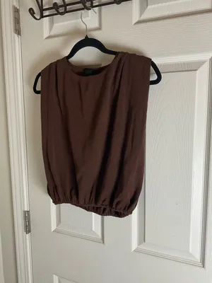 Zara Woman’s Brown Sleeveless Elastic-Hem Women's Top size Medium thumbnail 2