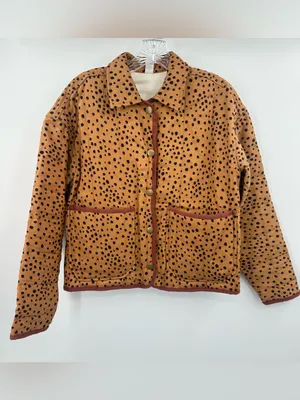 Marine Layer Johannesburg Quilted Jacket in a tan/cream cheetah print Size Small thumbnail 3