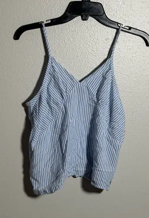Tommy Hilfiger Women Blue/White Striped V-Neck Cami Casual Preppy Strappy size M thumbnail 1