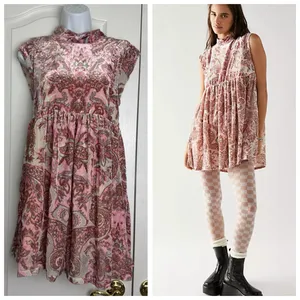 FREE PEOPLE ALL THE TIME VELVET Mini Dress Size XS Extra Small Pink PETAL COMBO thumbnail 2