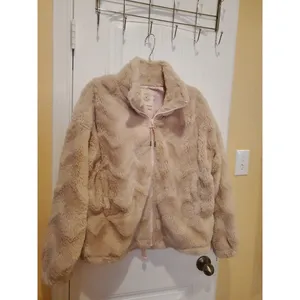 Urban Outfitters Light Pink Teddy Bear Zip Up Sherpa Fleece Women Size L Jacket thumbnail 3