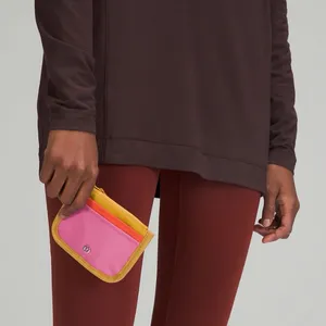 Lululemon Pink Orange Multicolor True Identity Card Case Coin Purse Nylon Wallet thumbnail 4