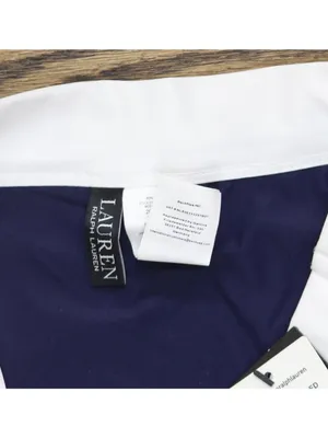 Lauren Ralph Lauren Bel Air Banded High Waist Bikini Bottom Blue / White 10 thumbnail 3