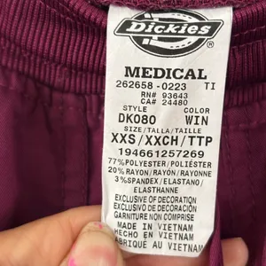 Dickies Medical Scrub Pants XXS Wine Burgundy Cargo Utility Drawstring DK080 thumbnail 6