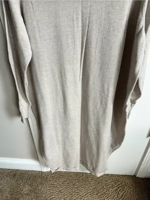 Mango Long Sleeve Mock Neck Knit Dress in Light Beige thumbnail 3