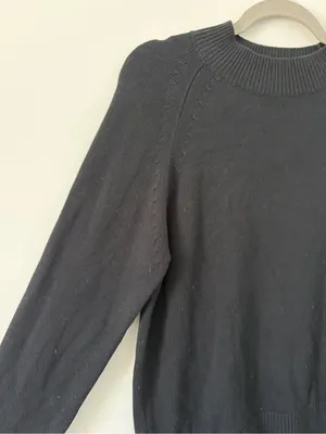 Quince Organic Cotton Mock Neck Knit Casual Minimalist Sweater Black Small thumbnail 3