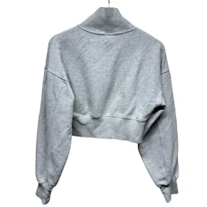Aerie Offline 1/4 Zip Crop Sweatshirt Women Sz M‎ Gray Boho Pullover Mock Neck thumbnail 2