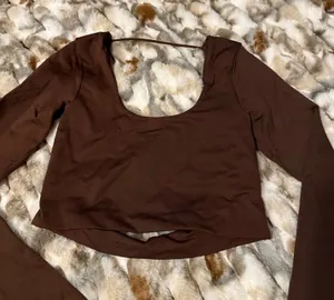 Altar'd State Stretchy dark brown long sleeve thumbnail 1