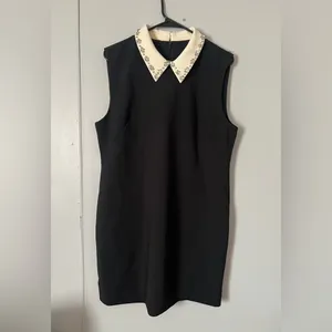NEW J. Crew Black Mini Dress with White Collar thumbnail 6