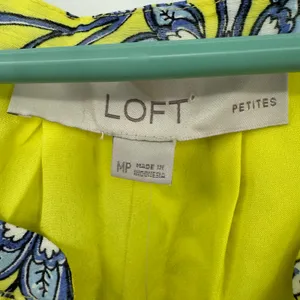 Loft Size Medium Petite Yellow Sun Dress Knee Length‎ Belted Short Sleeve Bright thumbnail 5