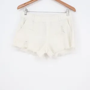 Aerie White Distressed Denim Shorts Frayed Raw Hem XS thumbnail 2