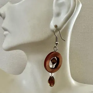 Abalone Crystal circle drop earrings thumbnail 3