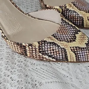 Louise et Cie Koya snakeskin print leather ankle strap point toe heels sz 10 thumbnail 2