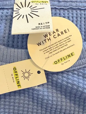 Offline by Aerie NWT Takes Two to Tango Oversized Waffle Thermal Top Blue XS thumbnail 6