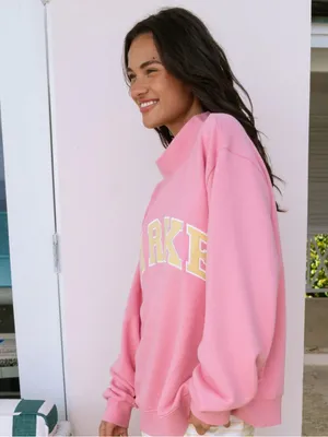 Parke Summerland Varsity Mockneck Sweatshirt Starburst peel Conch L/XL in hand thumbnail 2