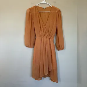 Anthropologie Moon River Celeste Wrap Dress Small Orange Chiffon‎ Wrap Tie Waist thumbnail 2