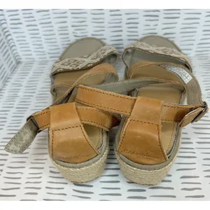 Eddie Bauer W. Kara Womens Brown Leather Geometric Espadrille Wedge Sandals‎ 9 thumbnail 6