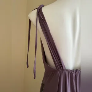 Lulus Lavender NWT Evening Maxi Tie Straps Gown.V Neck Low Cut Sz L Zip In Back. thumbnail 9