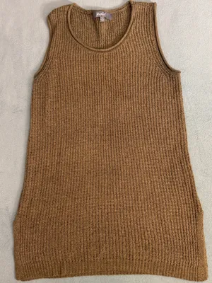 Marled Camel Brown Ribbed Knit Tank Top thumbnail 1