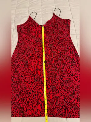 H&M Red and Black Animal Print Slip Dress thumbnail 3